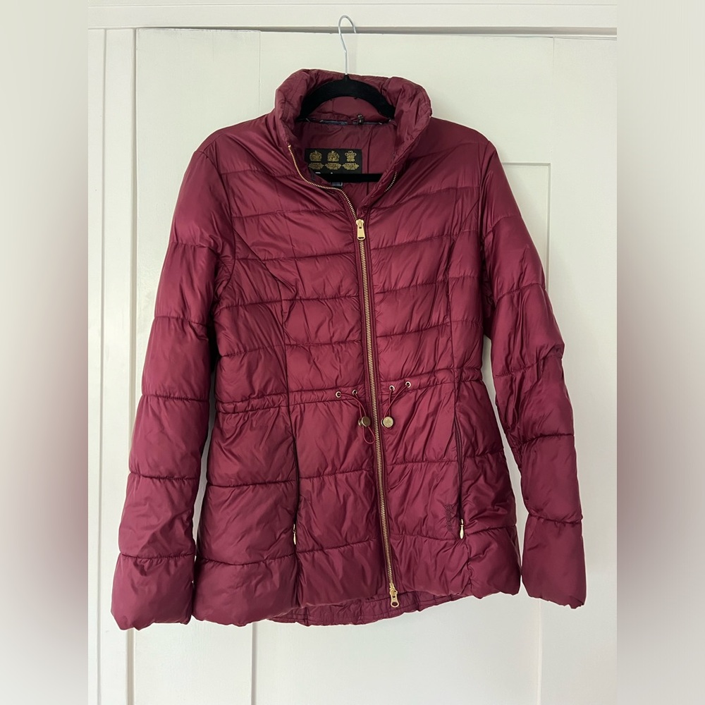 Barbour puffer coat burgundy size 6 (us size 4)